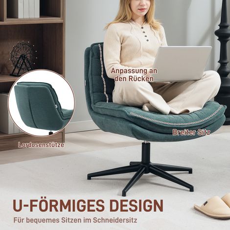 Fauteuil de bureau pivotant à large assise, spacieux siège rembourré pour bureau, salle de travail, vert foncé (1/5)