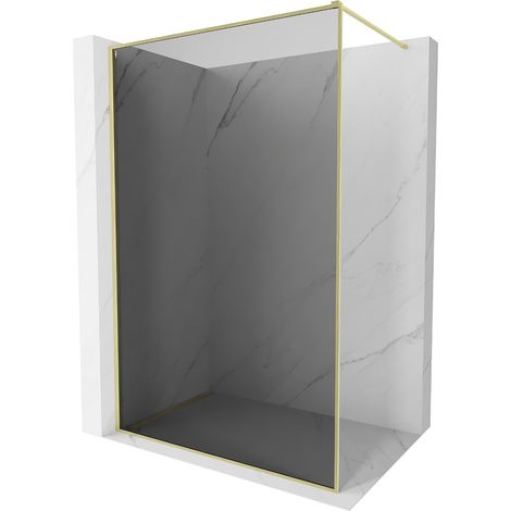 Mexen Kioto-F Duschwand Walk-in mit Rahmen 90 x 202 cm, grafit 8 mm, gebürstetes Gold - 800-090-104-55-40 (1/5)