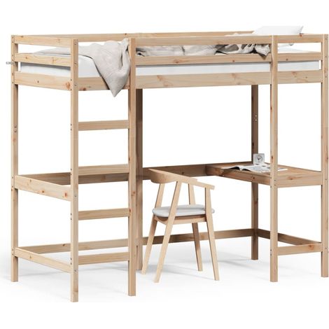 Maison Exclusive - Cama alta con escritorio madera maciza de pino