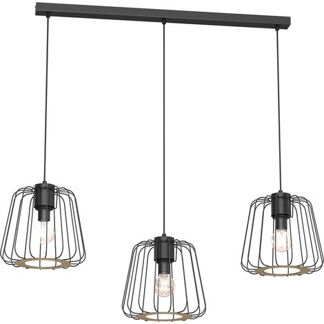 Suspension Luminex Trad noire 140 cm 3 abat-jours E27