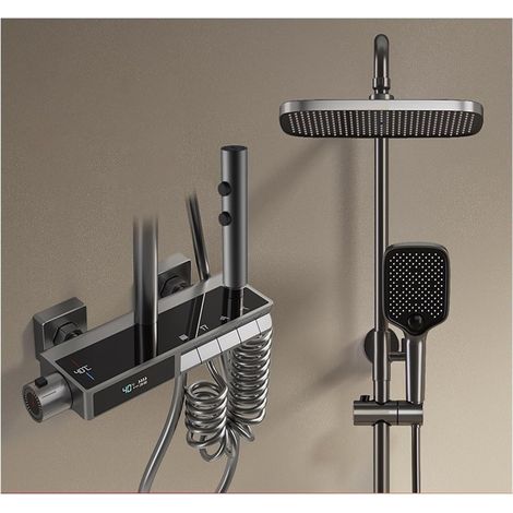 Ensemble de douche mitigeur thermostatique intelli LED ensemble de douche numérique salle de bains mitigeur froid chaud système de douche montage mural SPA pluie robinet de bain moderne luxe Piano Tor (1/5)