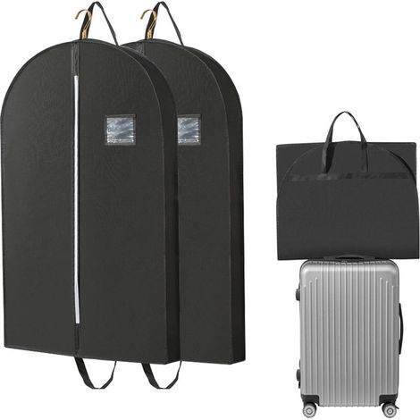 2 Packs Housse Vetements à Suspendre 110  60  10cm, Housse Costume Voyage avec Poignées pour Vêtements, Manteaux, Vestes, Chemises (Noir) (1/4)