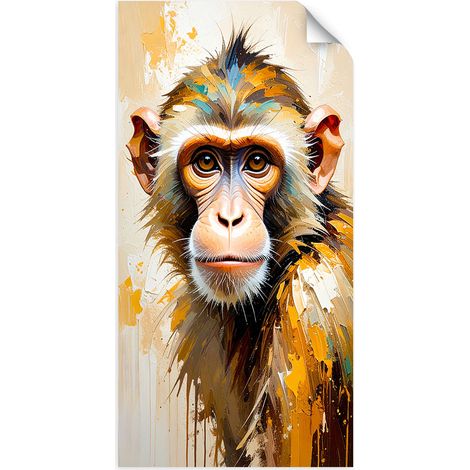 Selbstklebendes Poster – Wandsticker Bunter Affe Tiere Afrika 40x80 cm