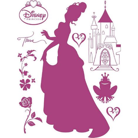 Sticker Disney Princesses Tiana couleur violet avec grenouille - 1 planche 65 x 85 cm (1/5)