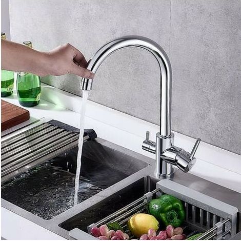 Kitchen Faucet Mixer Tap Single Handle Ceramic Valve One Hole with Filtered 360° Rotatable 2 Ordinary Water Outlet Mode Kitchen Faucet (1/5)