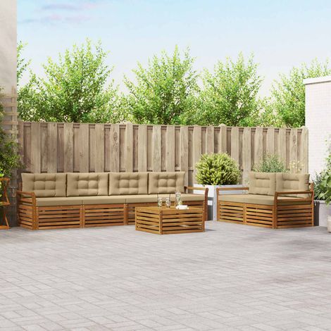 vidaXL Outdoor-Sofagarnitur mit Kissen 7 pcs Natur und Beige (1/5)