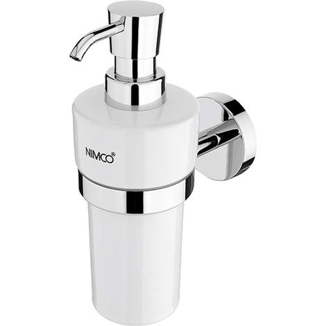 Nimco Unix - Seifenspender (Keramik) mit Halter, weiß / chrom UN 13031KN-26