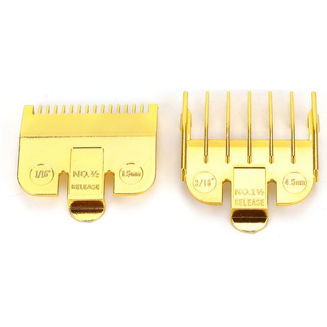 Tondeuse électrique rétro pompadour avec peigne de positionnement, étriers de tondeuse électroplaqués (1,5 mm + 4,5 mm), étriers en or (1,5 mm + 4,5 mm). (1/5)