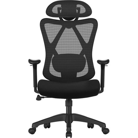 Sedia da ufficio in tela sedia per computer seduta ergonomica supporto lombare regolabile poggiatesta regolabile schienale reclinabile capacità di carico 150 kg altezza regolabile nero 120004856
