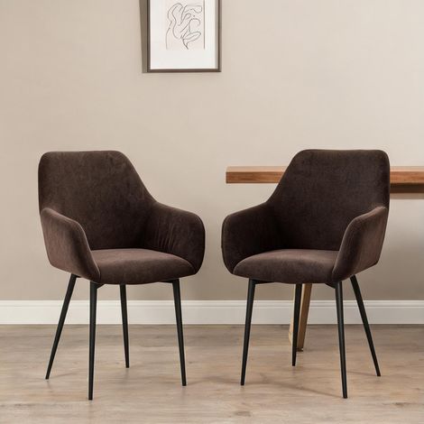 Chaise de salle à manger marrone en poliestere 54 x 57 x 80 cm (1/5)