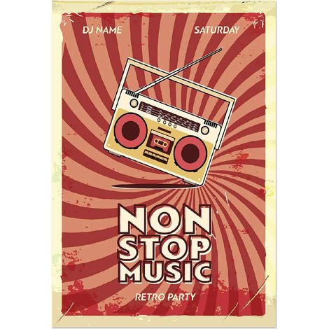Lupia - Quadro moderno Canvas World NON STOP MUSIC 24x35 cm, Stampa su Tela Telaio in Fibra di Legno, Stampa Stile Vintage, Decorazione Cucina Sala da Pranzo bar hotel ristorante pizzeria, Retrò (1/4)