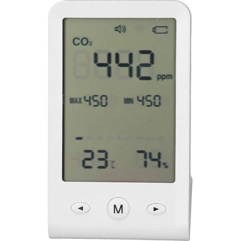 Moniteur de CO2, thermomètre et hygromètre de haute précision, détecteur de CO2 de bureau, appareil de mesure de la qualité de l'air intérieur avec alarme (1/5)
