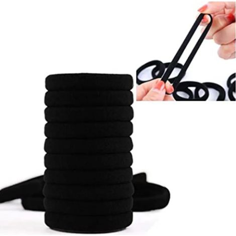 100 gomas para el cabello negras, suaves y elásticas para mujeres, niñas y niños, gomas elásticas resistentes para cabello grueso. (1/5)