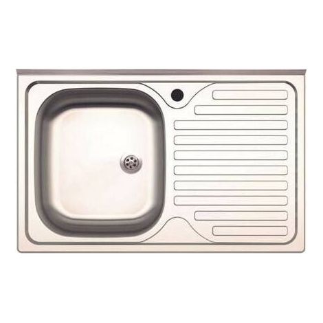 LAVELLO APPOGGIO INOX 1 VASCA SX + GOCCIOLATOIO DX 80 CM