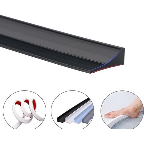 Self-adhesive Shower Strip, Shower Threshold / Water Barrier, Water Stopper Water Retaining Strip, Water Stop Water Retaining Strip svart 5m (1/5)