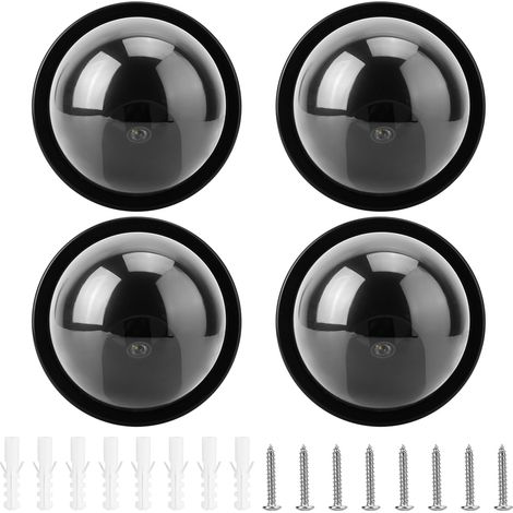 GARRYFIZH Lot de 4 caméras factices de surveillance en forme de dôme avec lumière LED clignotante (noir)