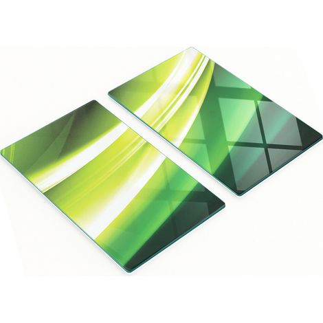 Planches à découper et à servir décoratives en verre, motif vague verte, 2 x 30 x 52 cm (1/5)
