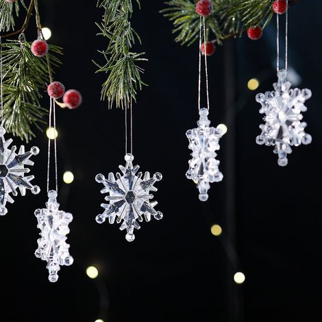 Guirlande De Flocons De Neige En Acrylique - Décoration Fenêtre Arbre De Noël - 6 Pièces (1/5)