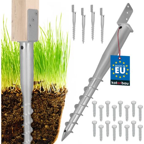 KOTARBAU® Base per palo a L Ancoraggio a terra in acciaio per recinzioni e gazebo 63 x 735 mm Set di 4