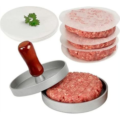 Presse à hamburger et fabricant de hamburgers de galettes de viande antiadhésives en papier ciré 100 pour faire des hamburgers de poche farcis d'un quart de livre ou de gros 1/3 livre (1/5)