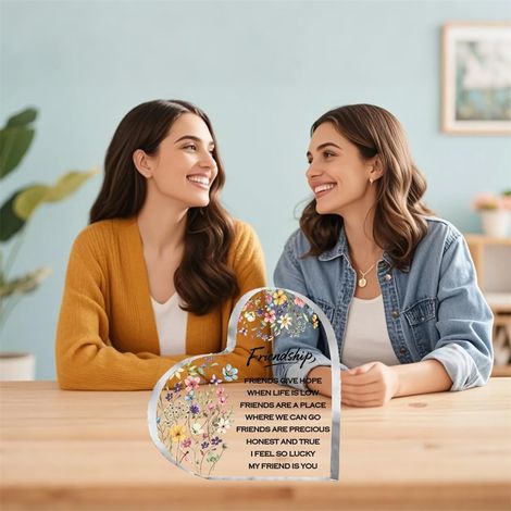 Plaque en acrylique cœur décoratif, décoration bureau à poser, idée cadeau souvenir（10 cm) (1/3)