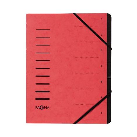 Ordnungsmappe DIN A4 240g/m² Pressspankarton Farbe: rot Farbe des Fächerblocks: schwarz 7 Fächer (1/4)