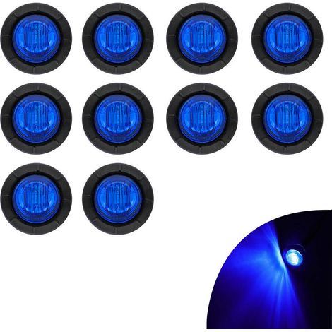 10er-Packung 3/4-Zoll-LED-Rückseitenblinker für LKWs, Anhänger, Fahrerhaus-/Wohnmobilschilder, Boots-LED-Lichtleisten, 12-V-Bremslichter (Blau) (1/5)