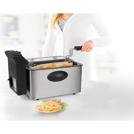 Kaltzonen Fritteuse Edelstahl mit Deckel 2000Watt, 4 Liter (1/5)
