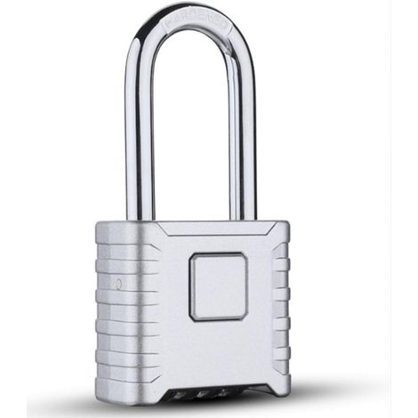 Cadenas à combinaison, cadenas en acier inoxydable à longue anse robuste - Cadenas à combinaison à 4 roues pour casiers de gym, unités de stockage, abris, garages, clôtures-Long crochet