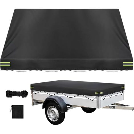 Trailer Tarpaulin, Black, 214 x 122 x 13 cm, Oxford Fabric, Waterproof, Windproof, Sun Protection, Tear-Resistant (1/5)