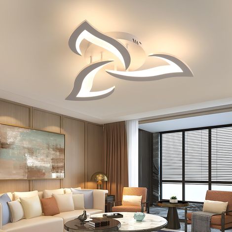 Plafonnier LED, Luminaire Plafonnier 52cm 36W, Lustre Salon Moderne, Lampe de Plafond de Pétale pour Salon Chambre Cuisine Salle à Manger, Lumière Blanche Chaude 3000K, Blanc (1/5)