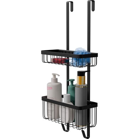 Tablette de douche suspendue - Étagère de rangement pour salle de bain et douche - Installation sans perçage et grande capacité - 250 x 103 x 70 mm - Acier inoxydable - Finition chromée (1/5)
