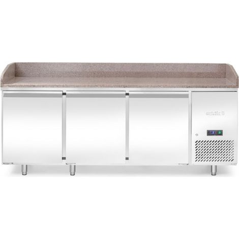 Saladette pizza avec plan de travail en granit, 3 portes - 80x202xH100 cm - Hendi (1/2)