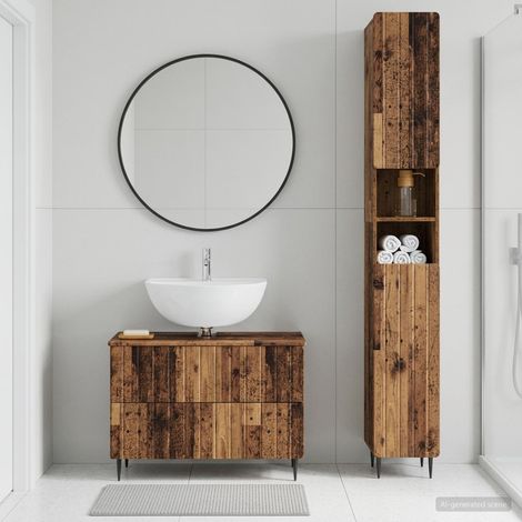 vidaXL 2 Piece Bathroom Cabinet Set ZWOLLE Old Wood Engineered Wood (1/5)