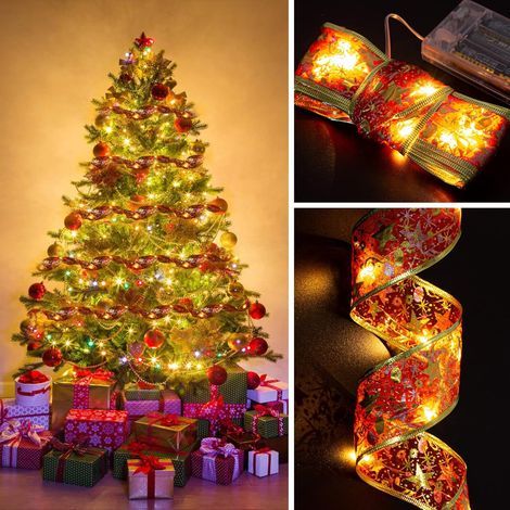 Luci per albero di Natale, 10 metri, per uso interno ed esterno, (bianco caldo) rosso (1/5)