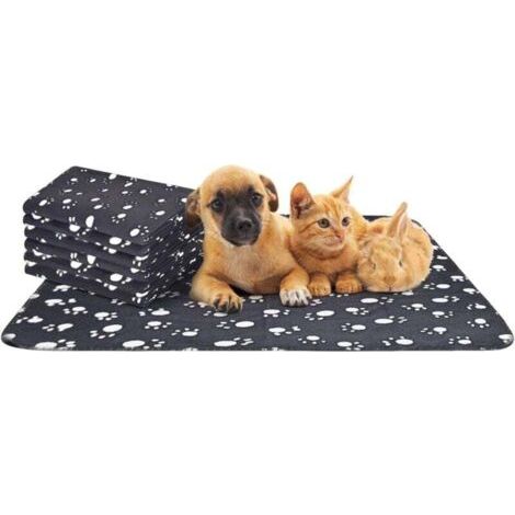 6 x Couverture pour chien Couverture polaire douce Couverture lavable pour animaux de compagnie Chiens Chats Chiots Tapis doux et chaud, Noir, 75 75 cm (1/4)