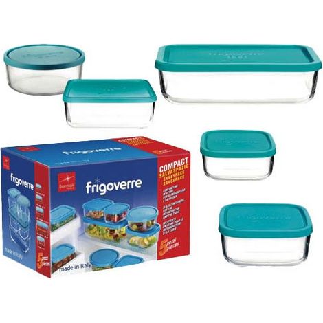Contenedores de vidrio para alimentos set de 5 piezas Frigoverre Bormioli Compact