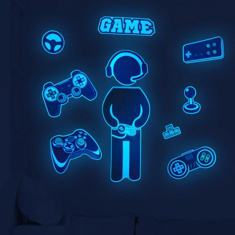Lot de 2 stickers muraux lumineux pour salon, chambre et coin TV – Décor mural phosphorescent, adhésifs de décoration réutilisables, style moderne, 2 pièces (1/4)