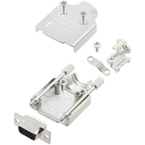TRU COMPONENTS TCMHDM09HDS15K 7708828 Kit embase SUB-D femelle 180 ° Nombre de pôles: 15 fût à souder 1 pc(s) (1/2)