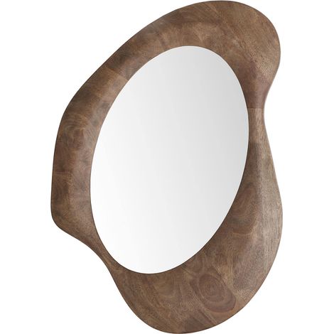 Miroir mural contemporain en bois brun et mdf élégant - Brun bois naturel et verre clair (1/4)