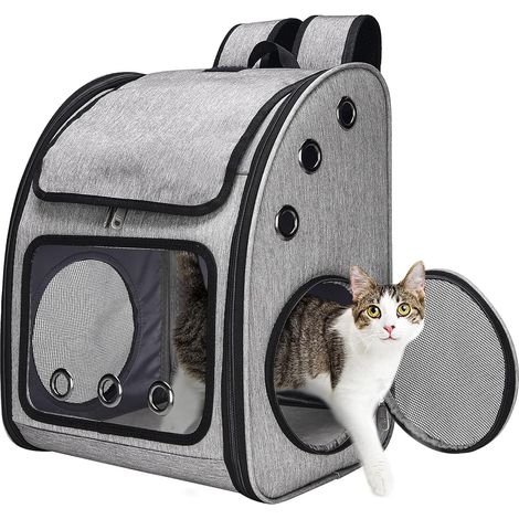 Sac À Dos Pour Animaux - Structure En Acier Renforcé - Ventilation 6 Orifices - Sangle De Sécurité Intégrée - Poche Carte Transparente - Grand Compartiment Frontal - 1 Pièce