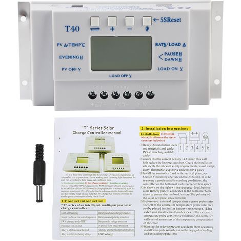 Régulateur de Charge Solaire MPPT 40A 12V/24V avec Écran LCD pour Éclairage Public (1/5)