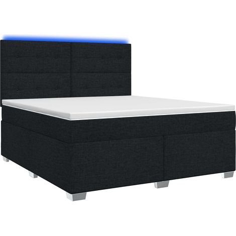 Maison Exclusive - Lit boxspring avec matelas Noir 180 x 200 cm Tissu (1/5)
