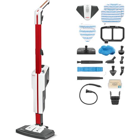 Polti – Nettoyeur vapeur portable 1500W – 19 accessoires – Fonction 2 en 1 : balai et nettoyeur vapeur – Élimine 99,9% des germes