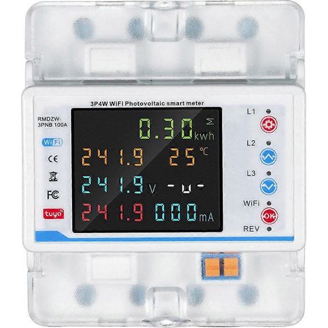 Disjoncteur intelligent WiFi Tuya avec réenclenchement automatique, compteur d'énergie triphasé 3P4W (1/5)