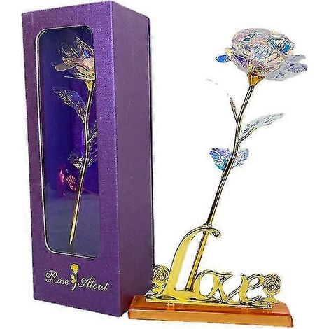 Cadeaux de Noël pour femmes : Roses éternelles en or 24 carats avec base en forme de cœur, cadeaux de roses infinies pour elle, maman, copine, femme. (1/4)