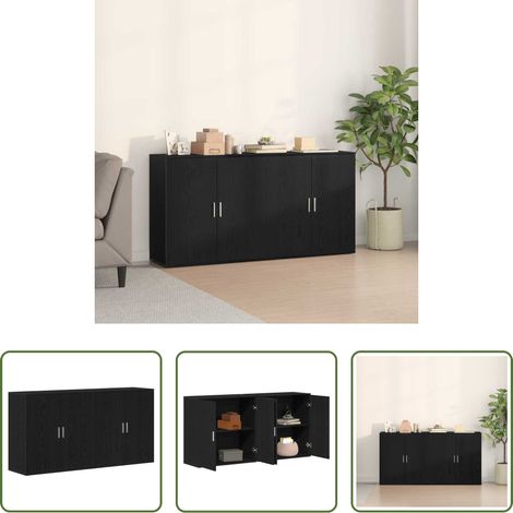 vidaXL Rangement salle à manger - Buffet 2 pcs Chêne noir 79 x 38 x 80 cm Bois d'ingénierie (1/5)