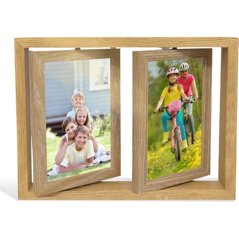 Cadre Photo 10x15 Rotatif Double Face Cadre Photo Bois pour 4 Photos (1/5)