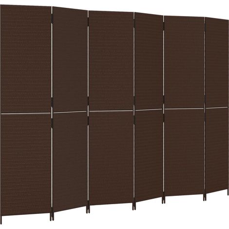 Divisorio per Ambienti Divider per stanze Paravento a 6 Pannelli Marrone in Polyrattan (1/4)