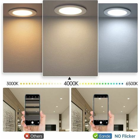 SNQ – Lot de 10 spots LED encastrables 5W IP44 – Blanc neutre 4000K – Éclairage étanche 450lm – Pour salle de bain et cuisine – Trou 70-88mm (1/4)